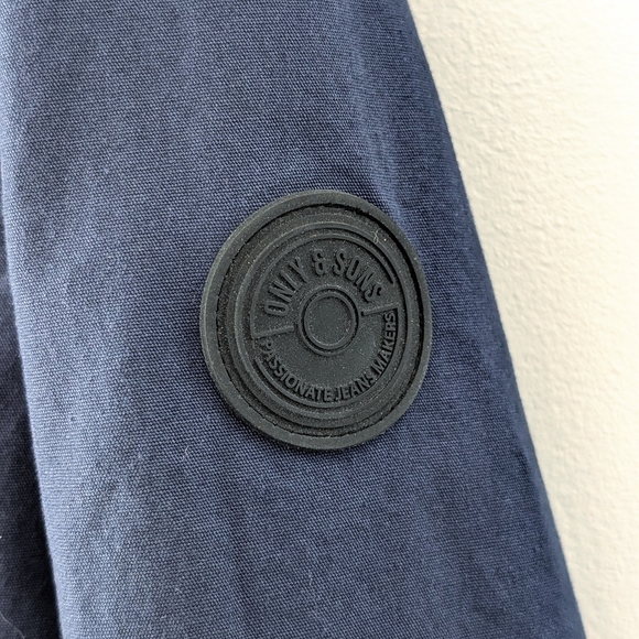 ONLY & SONS Men's Dark Blue Hooded Zipped Windbreaker ~ Size Small - Picture 7 of 15